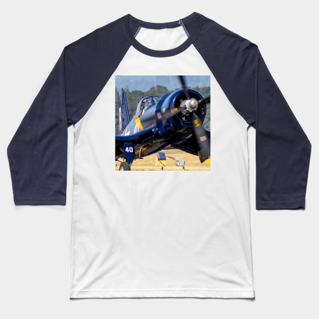 F4U-7 Corsair close-up Baseball T-Shirt by acefox1